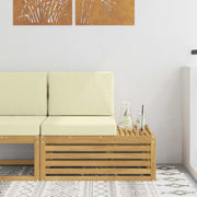 Tuin sectiesofa massief acaciahout wit crèmekleurig 91x63x73 cm