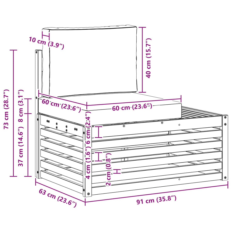 Tuin Sectiesofa Eenheden Wit en crèmekleurig 91 x 63 x 73 cm