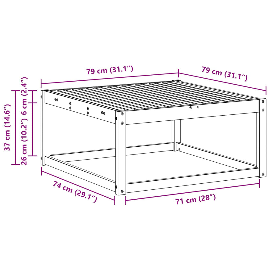 Buiten Voetenbank Massief Acaciahout Wit 79 x 79 x 37 cm