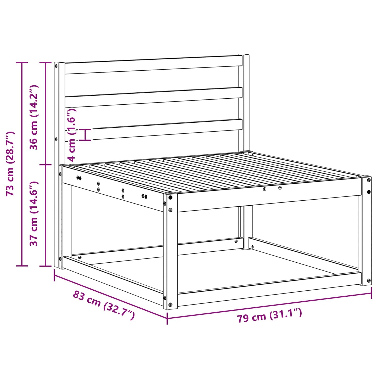 Buiten Midden Sofa Wit 79 x 83 x 73 cm
