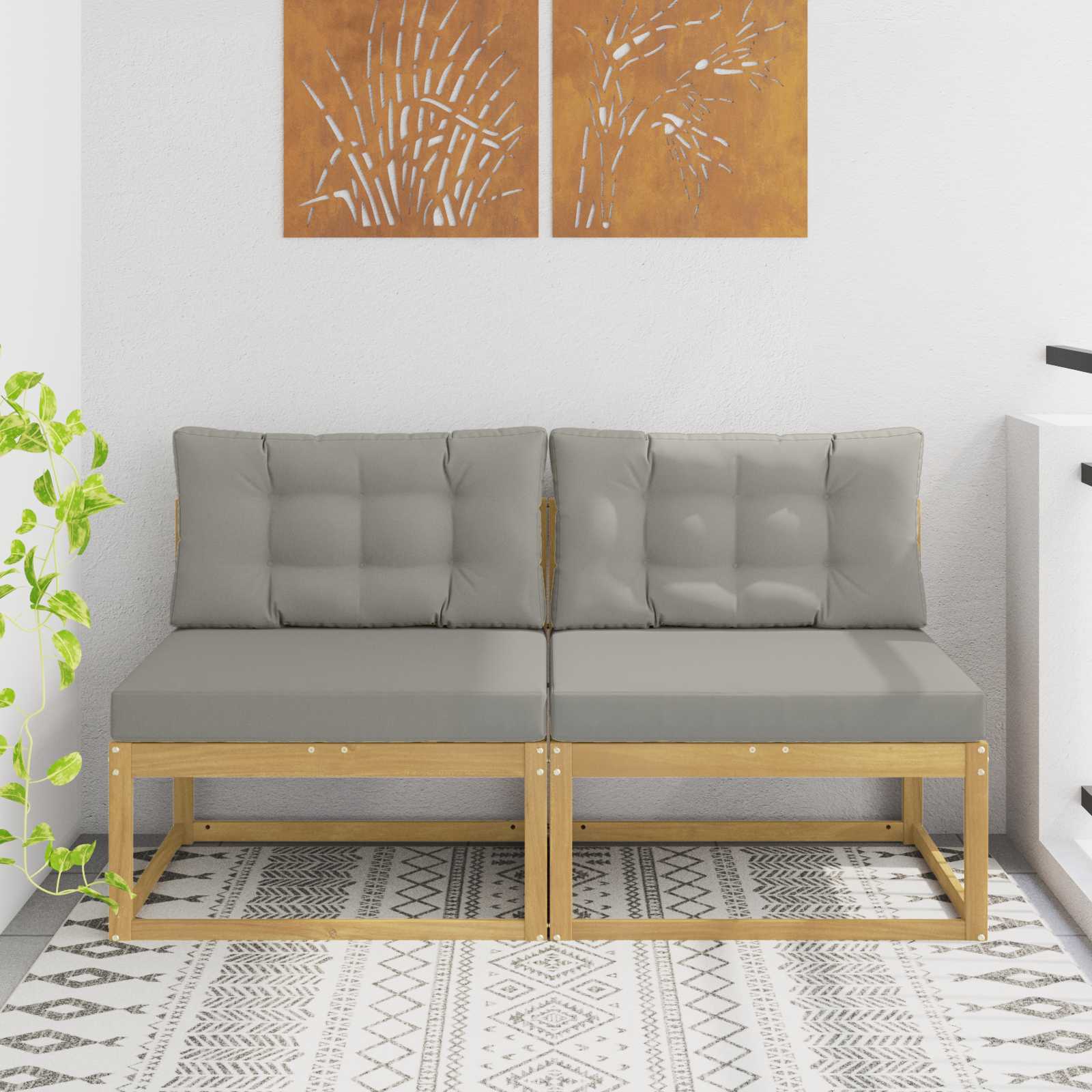 2 Stuk Buiten Midden Sofa Polyester Wit