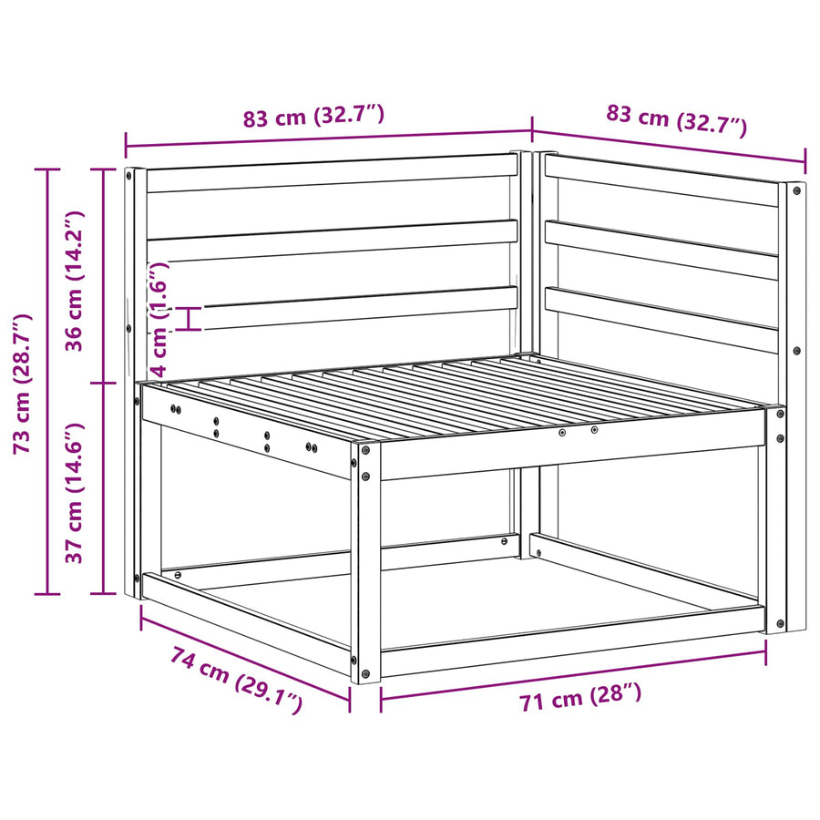Outdoor Hoekbank Wit 83 x 83 x 73 cm