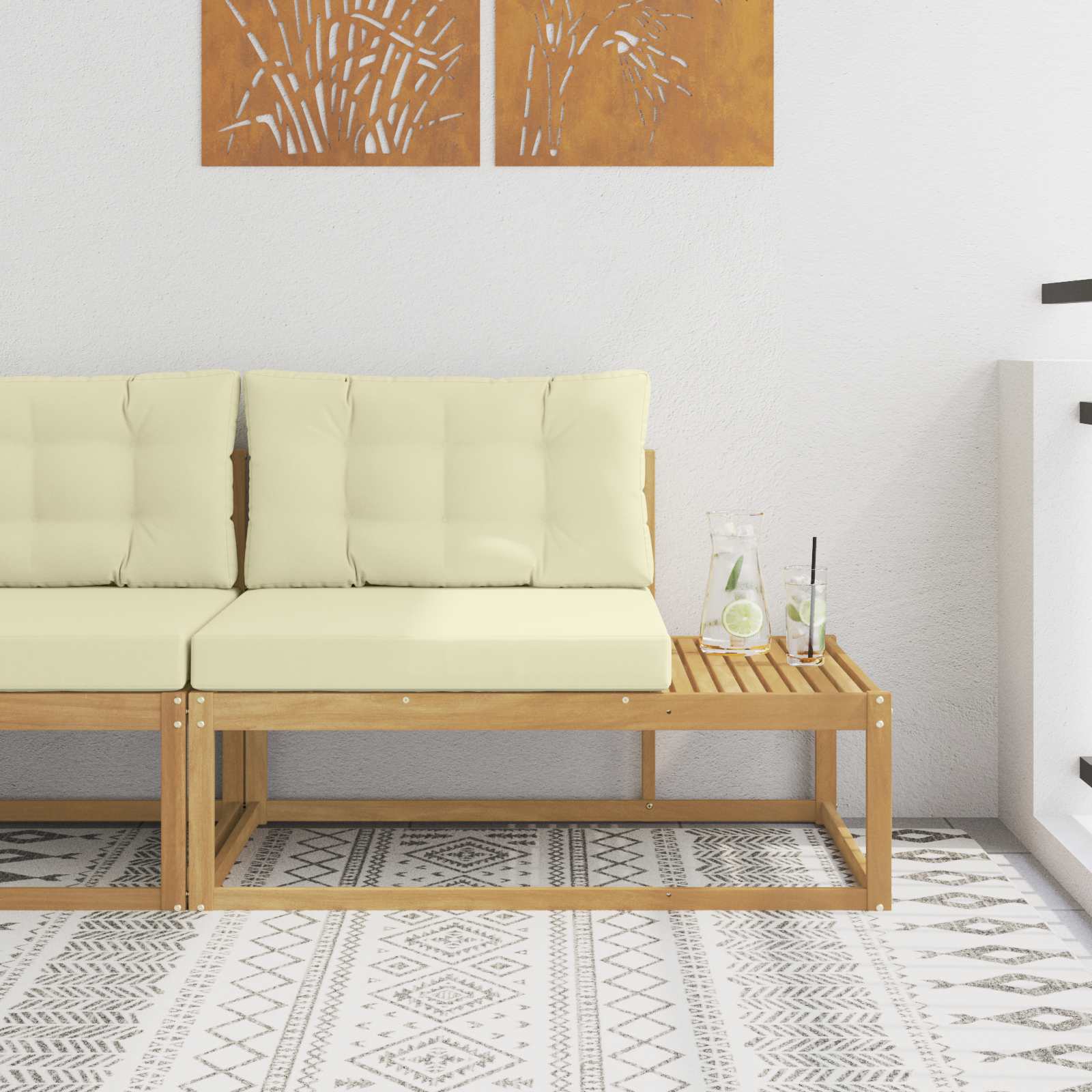 Buiten Eind Sofa met kussen Wit 115 x 83 x 73 cm Polyester
