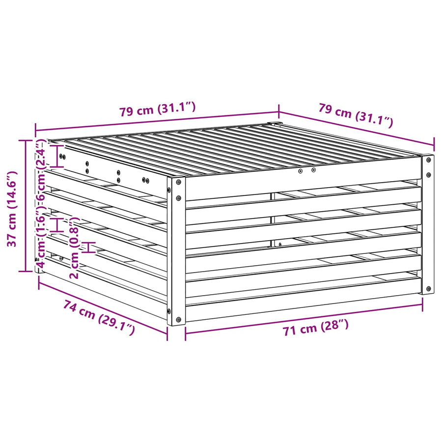Buiten Tafel Massief Acaciahout Wit 79 x 79 x 37 cm