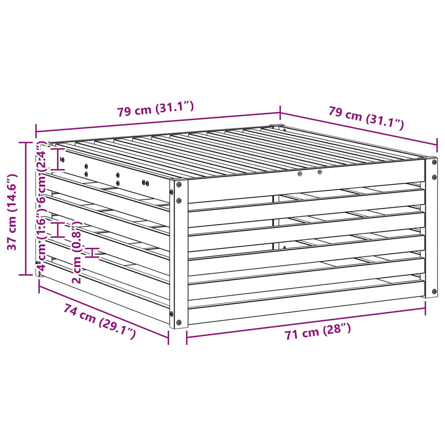 Buiten Voetenbank Massief Acaciahout Wit 79 x 79 x 37 cm