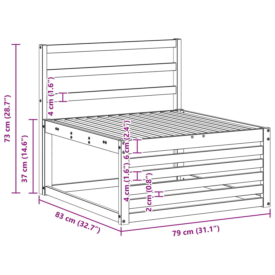 Buiten Midden Sofa Massief Acaciahout Wit 83 x 79 x 73 cm