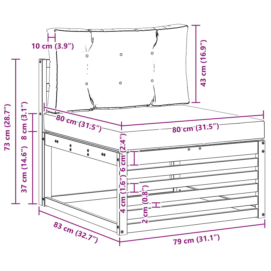 Buiten Midden Sofa Massief Acaciahout Wit