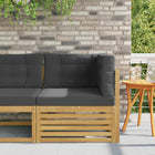 Hoekbank massief acaciahout wit 83x83x73 cm