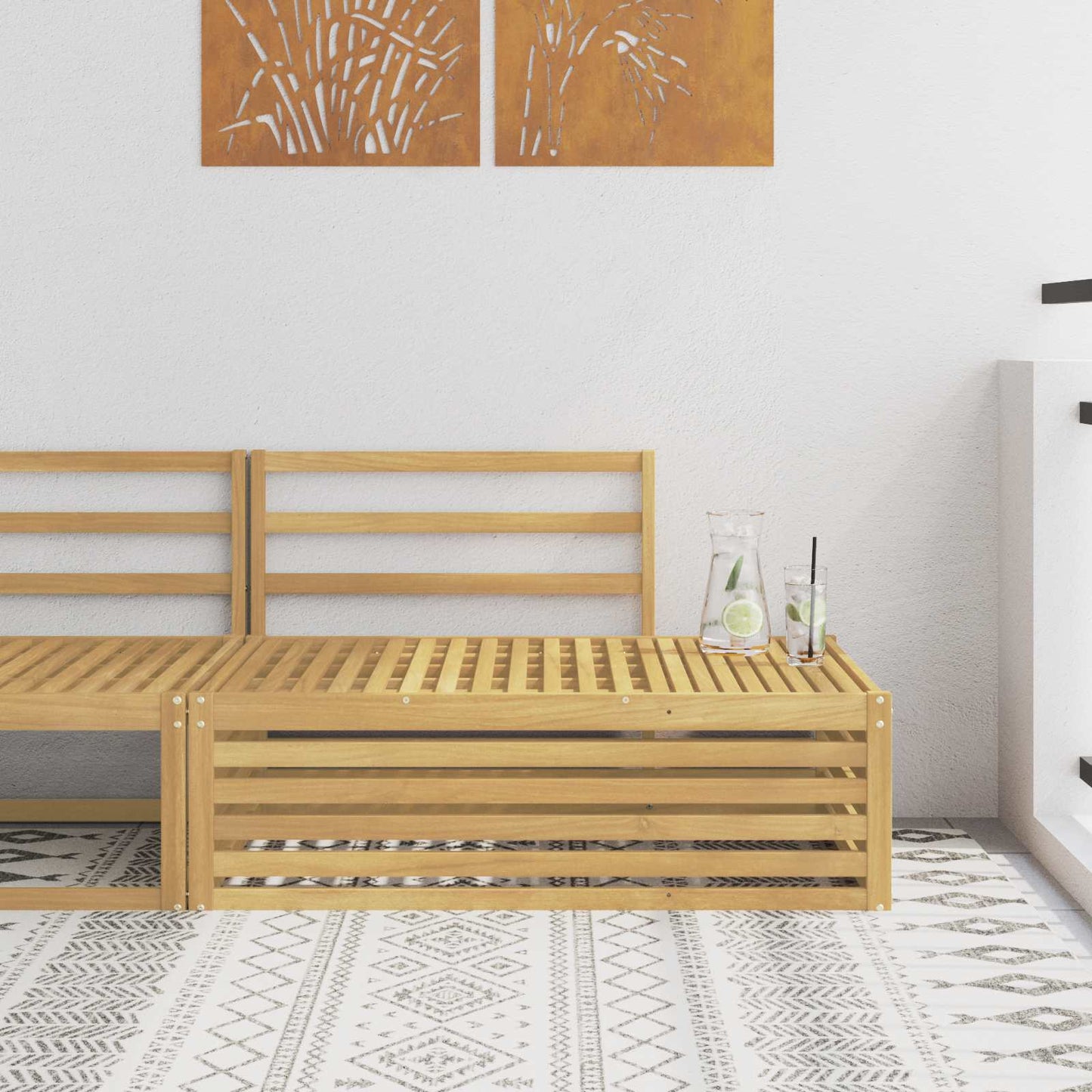 Buiten Eindbank Wit 115 x 83 x 73 cm Massief Acaciahout