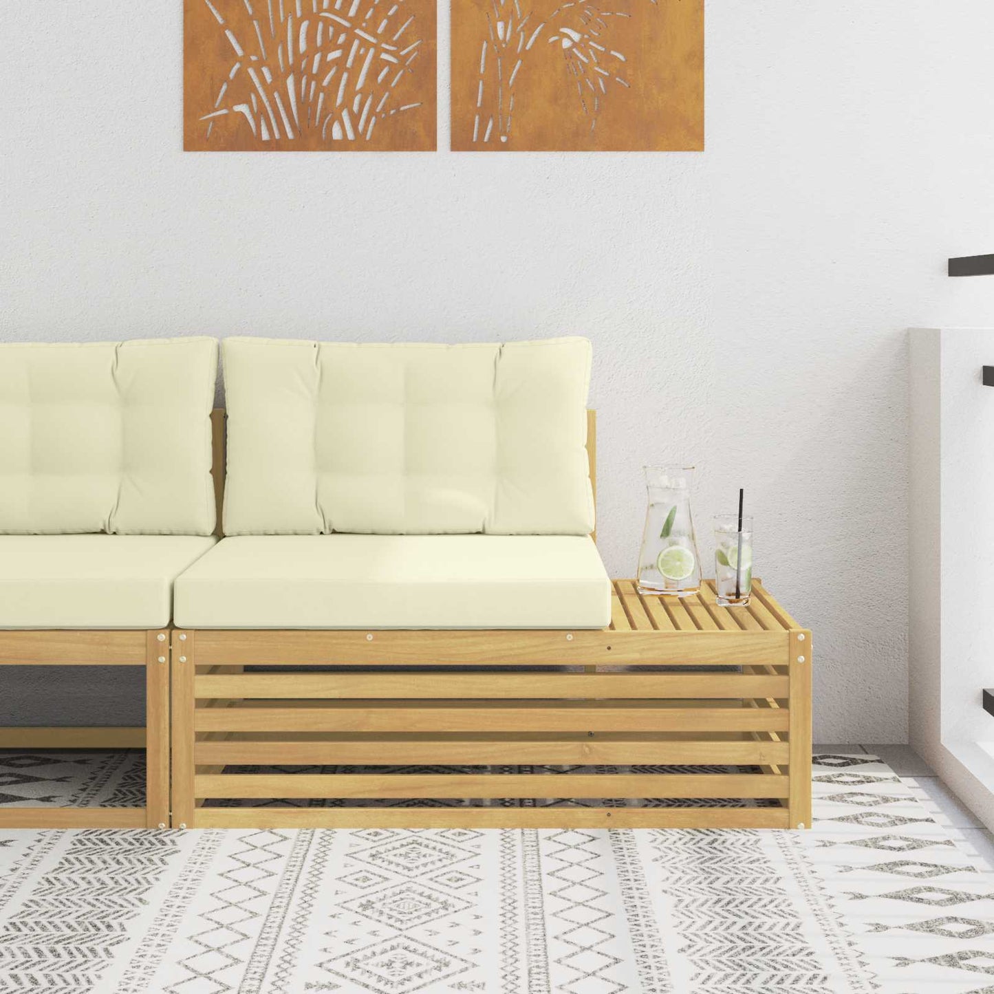 Buiten Eindbank Wit 115 x 83 x 73 cm Massief Acaciahout