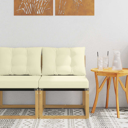 Buiten Midden Sofa Massief acaciahout en Textilene Stof Wit