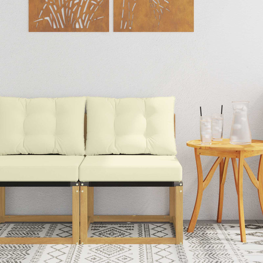 Buiten Midden Sofa Massief acaciahout en Textilene Stof Wit
