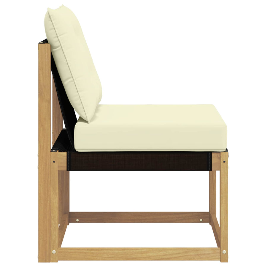 Buiten Midden Sofa Massief acaciahout en Textilene Stof Wit