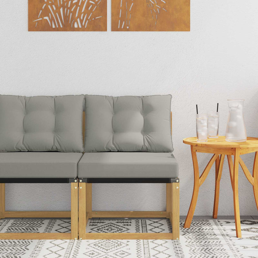 Buiten Midden Sofa Massief acaciahout en Textilene Stof Wit