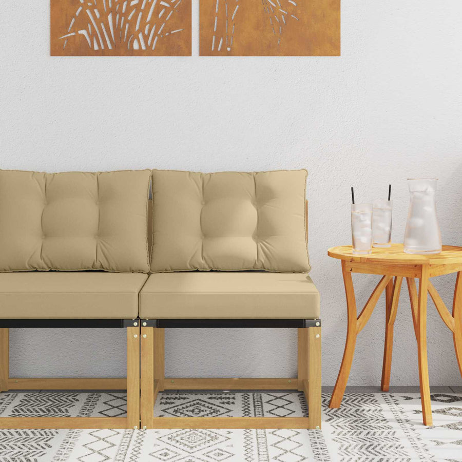 Buiten Midden Sofa Massief acaciahout en Textilene Stof Wit