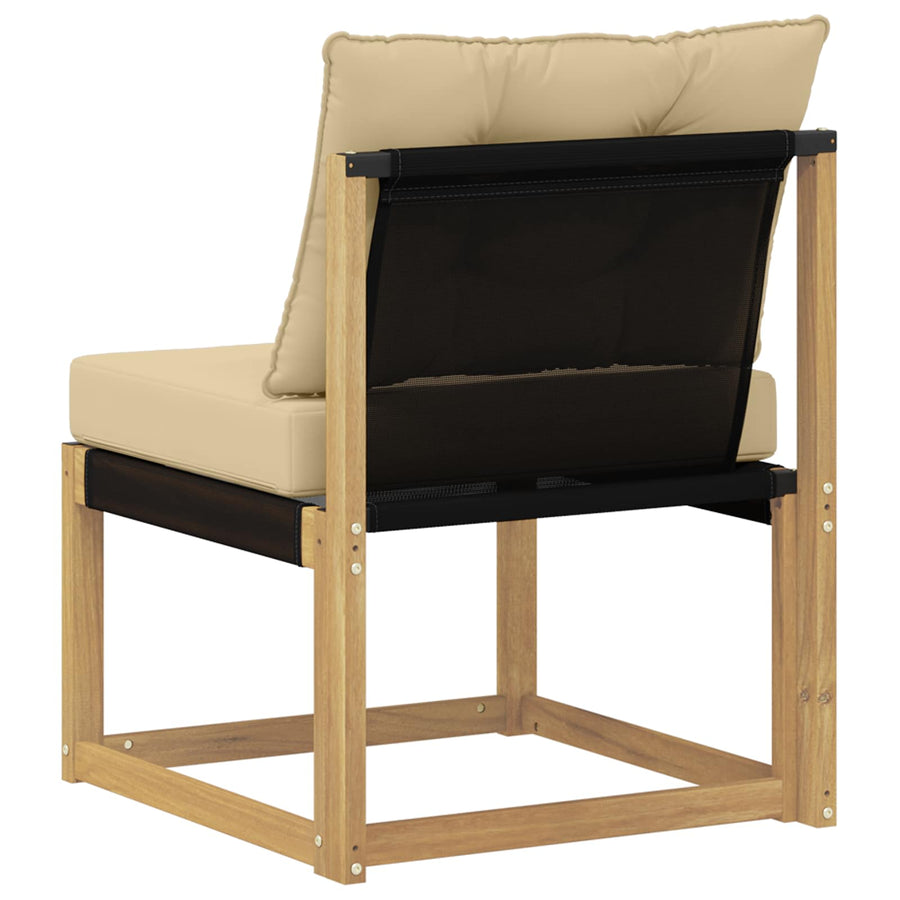 Buiten Midden Sofa Massief acaciahout en Textilene Stof Wit