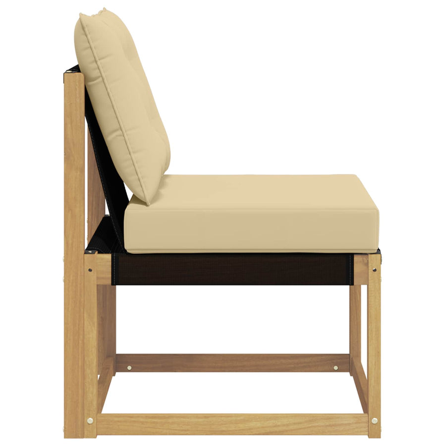 Buiten Midden Sofa Massief acaciahout en Textilene Stof Wit