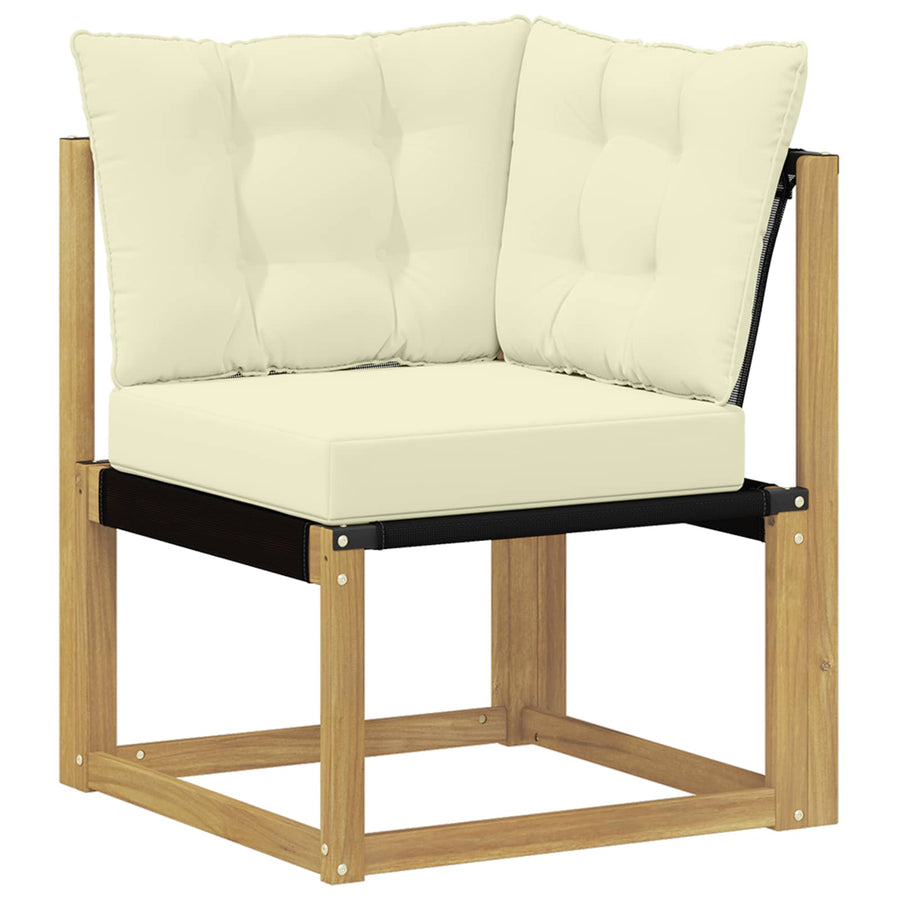 Buiten Hoek Sofa Massief acaciahout en Textilene Stof Wit