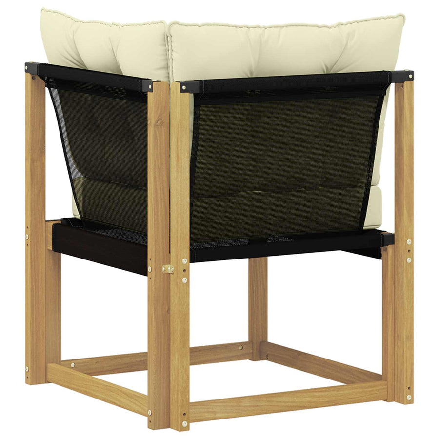 Buiten Hoek Sofa Massief acaciahout en Textilene Stof Wit