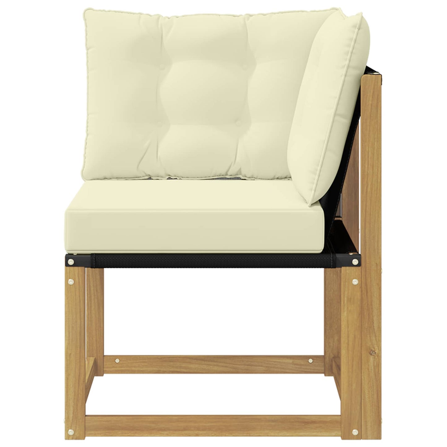 Buiten Hoek Sofa Massief acaciahout en Textilene Stof Wit