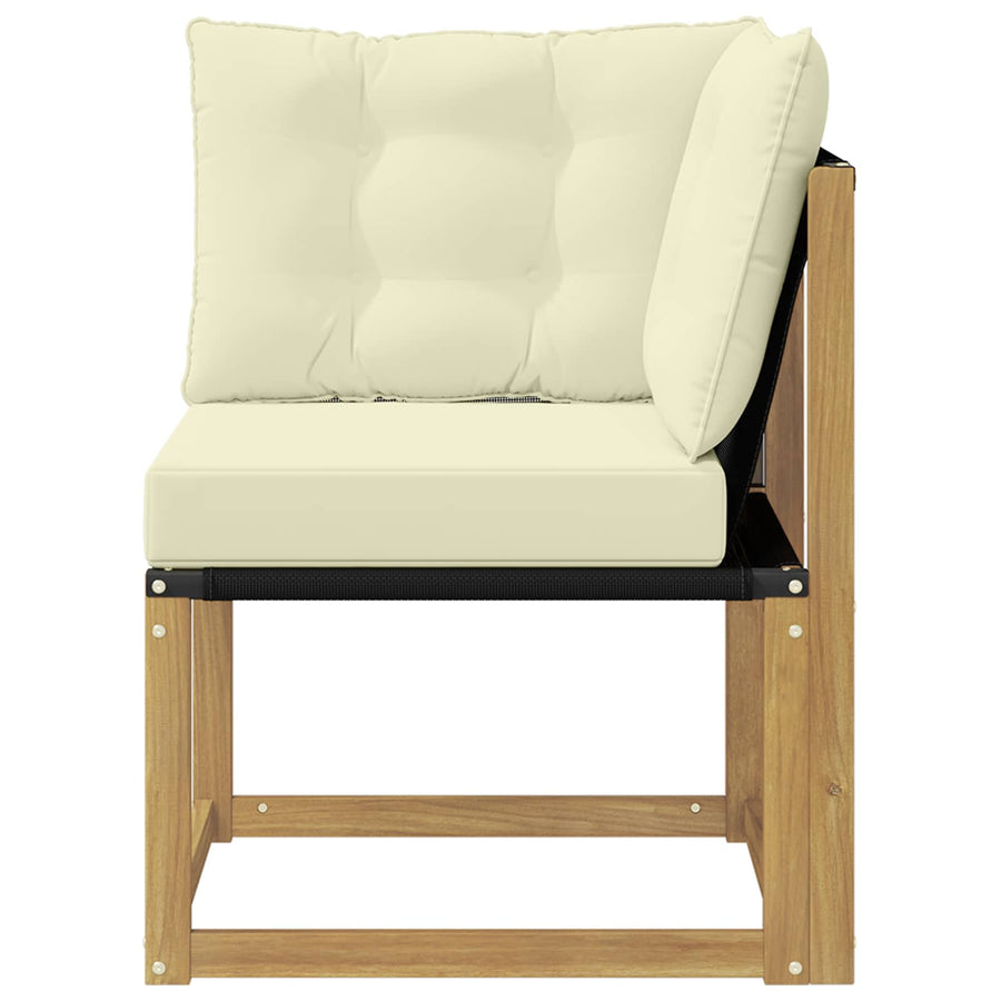 Buiten Hoek Sofa Massief acaciahout en Textilene Stof Wit