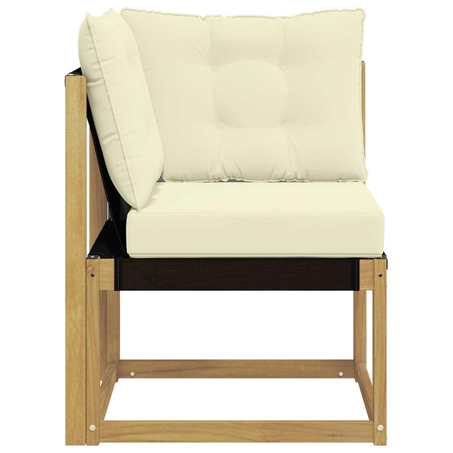 Buiten Hoek Sofa Massief acaciahout en Textilene Stof Wit