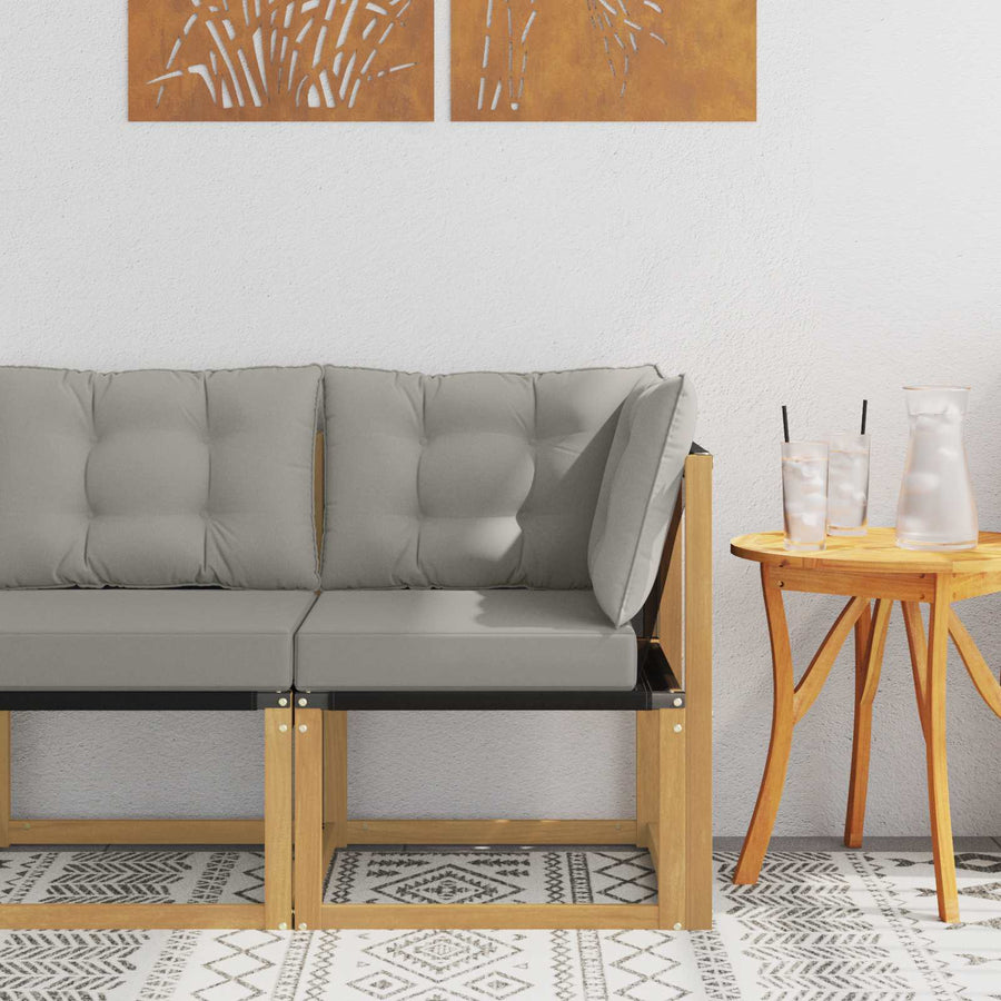 Buiten Hoek Sofa Massief acaciahout en Textilene Stof Wit