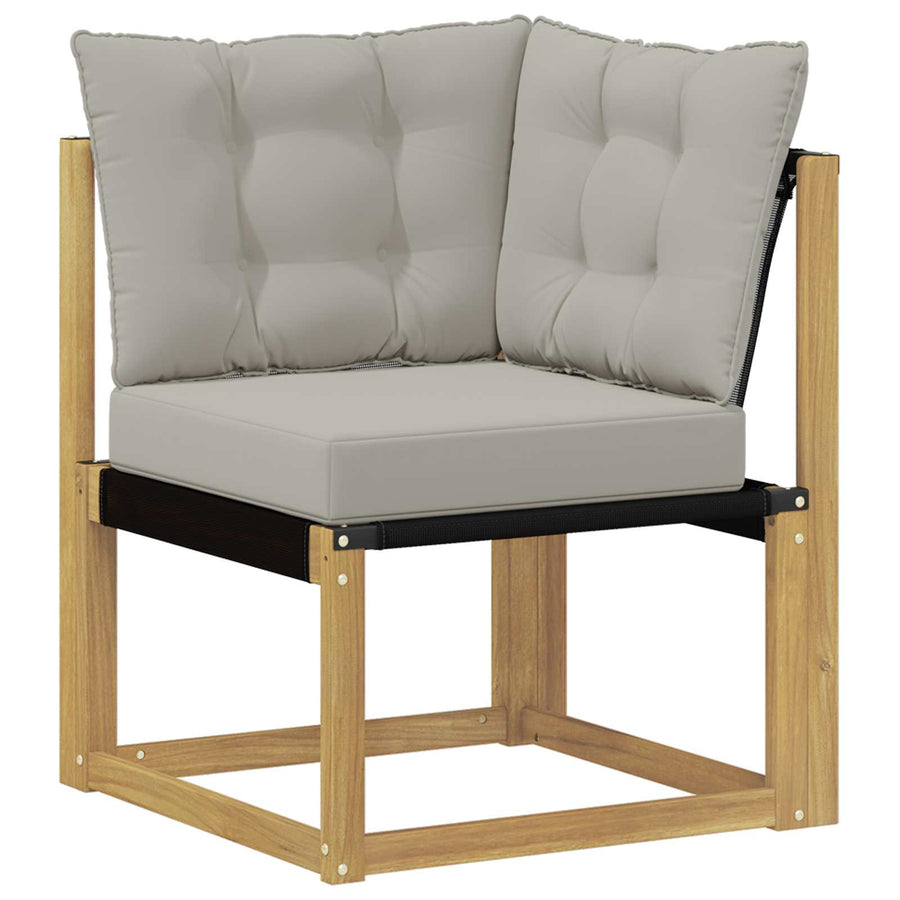 Buiten Hoek Sofa Massief acaciahout en Textilene Stof Wit
