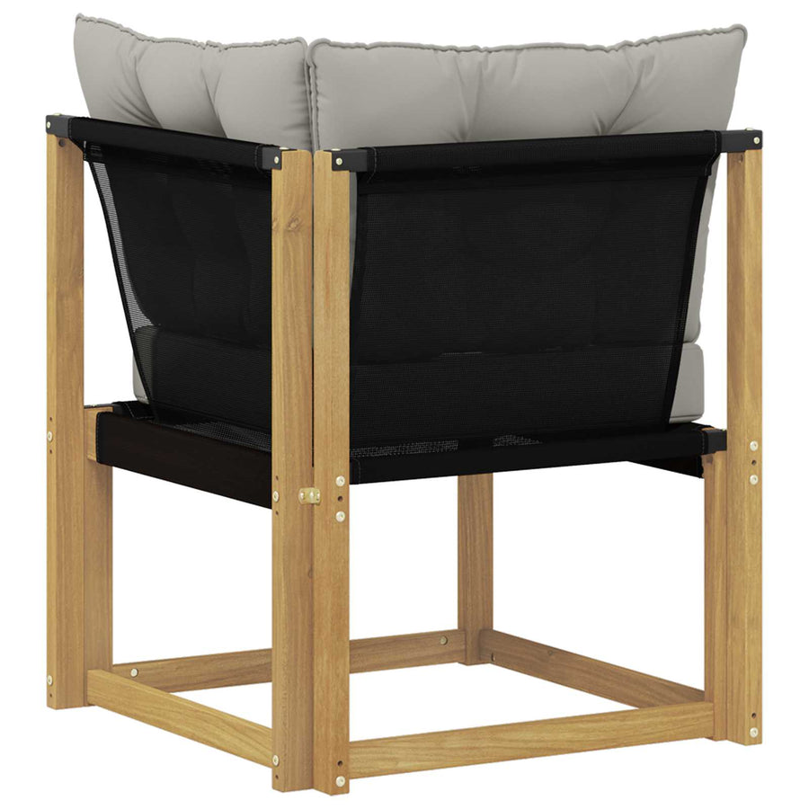 Buiten Hoek Sofa Massief acaciahout en Textilene Stof Wit
