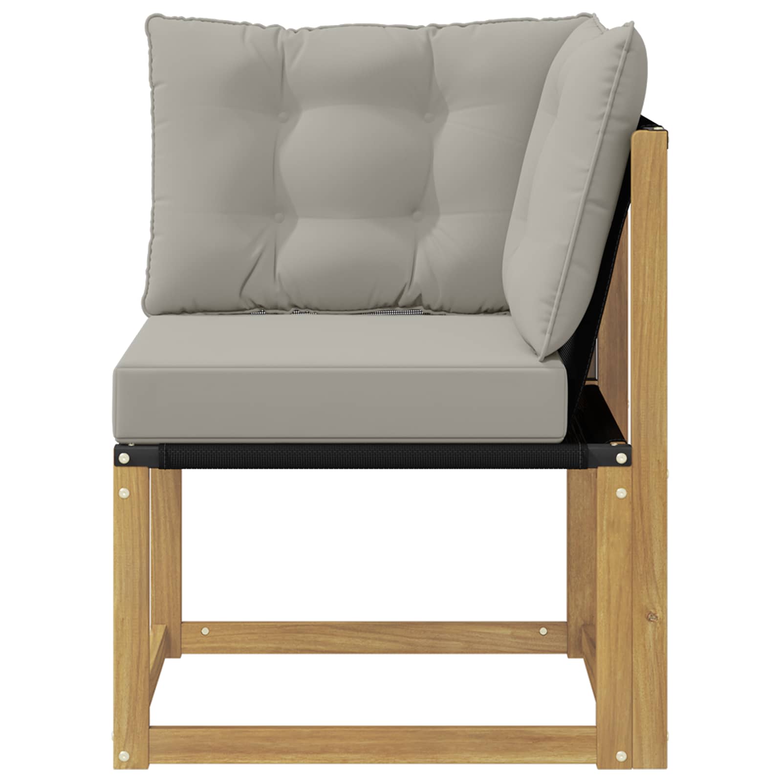 Buiten Hoek Sofa Massief acaciahout en Textilene Stof Wit