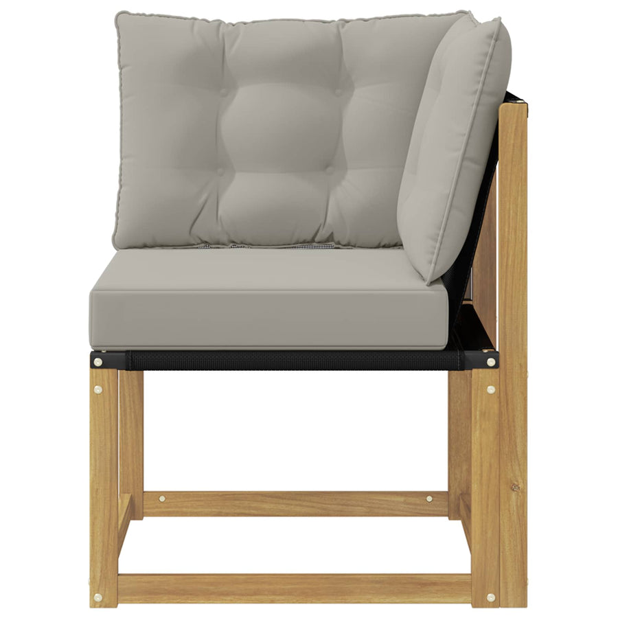 Buiten Hoek Sofa Massief acaciahout en Textilene Stof Wit