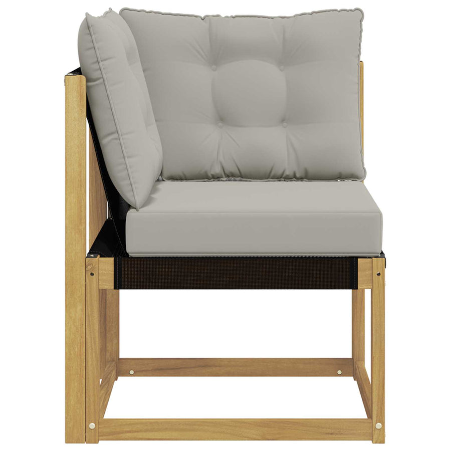 Buiten Hoek Sofa Massief acaciahout en Textilene Stof Wit