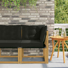 Outdoor Corner Sofa Solid Acacia Wood and Textilene Fabric White
