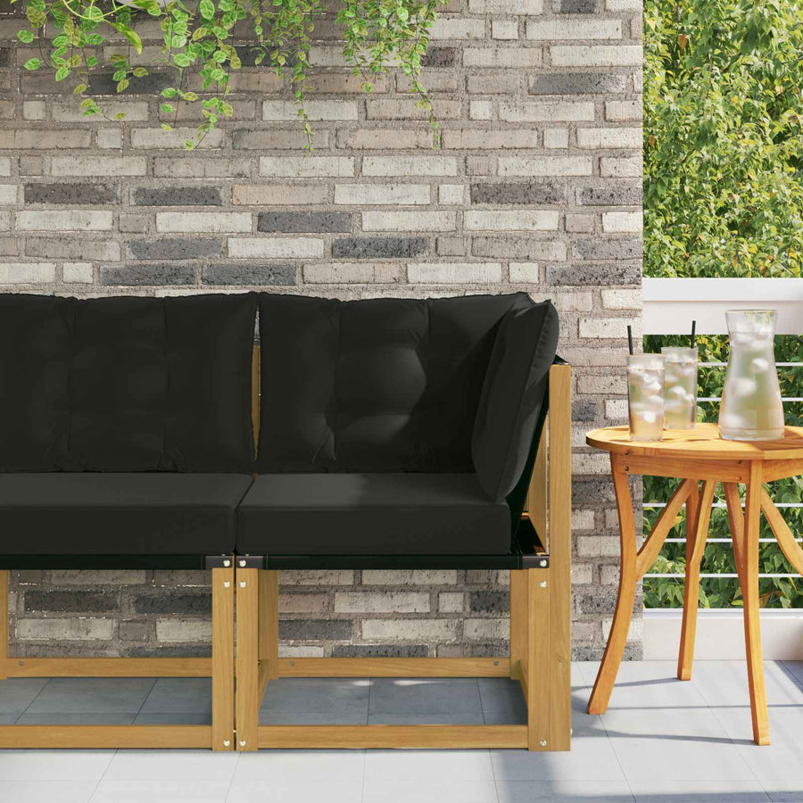 Buiten Hoek Sofa Massief acaciahout en Textilene Stof Wit
