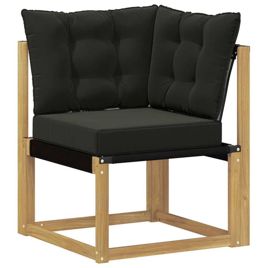 Buiten Hoek Sofa Massief acaciahout en Textilene Stof Wit