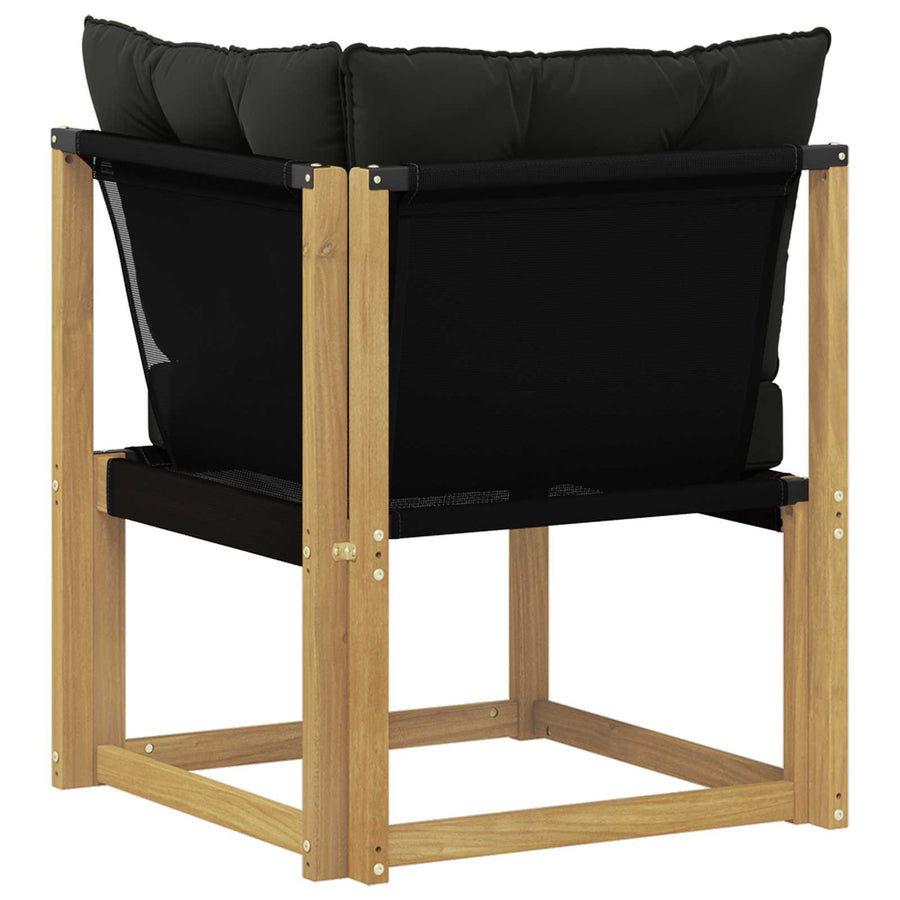 Buiten Hoek Sofa Massief acaciahout en Textilene Stof Wit