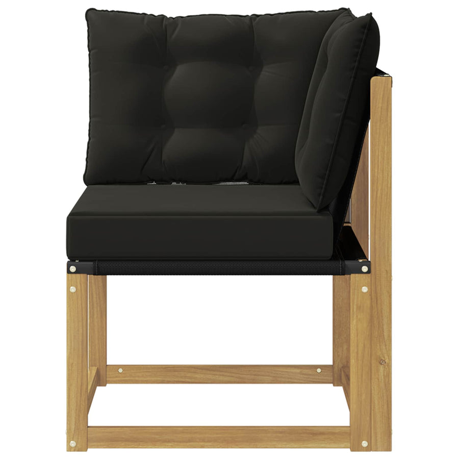Buiten Hoek Sofa Massief acaciahout en Textilene Stof Wit