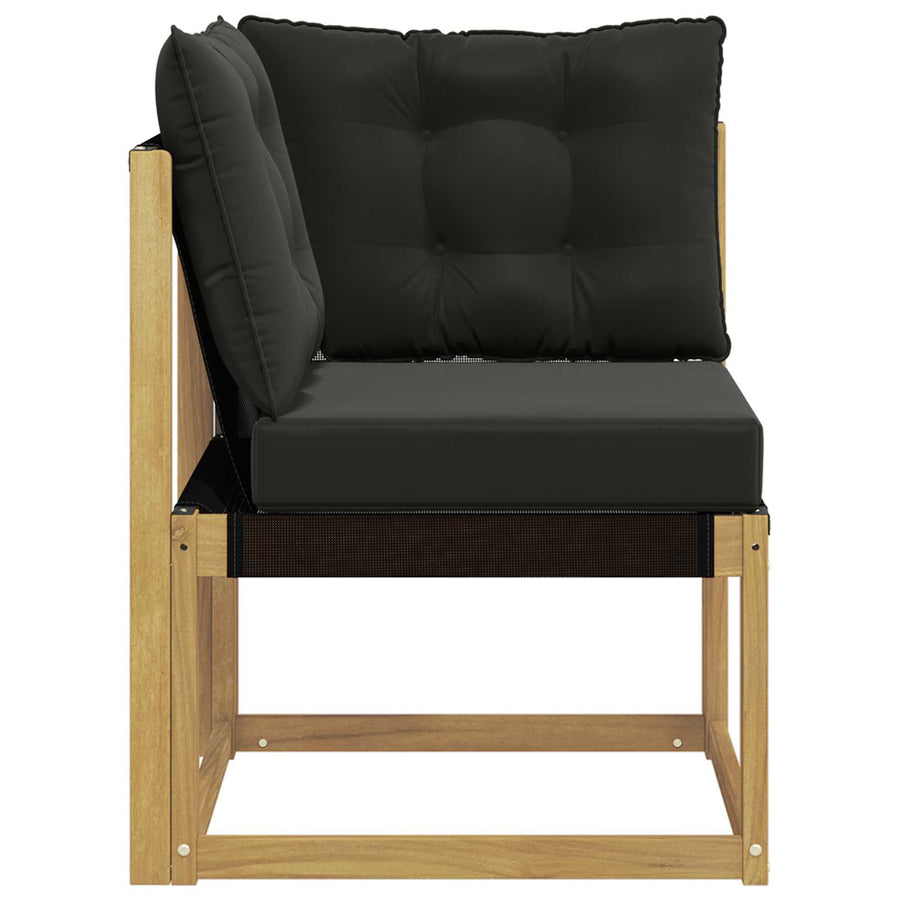 Buiten Hoek Sofa Massief acaciahout en Textilene Stof Wit
