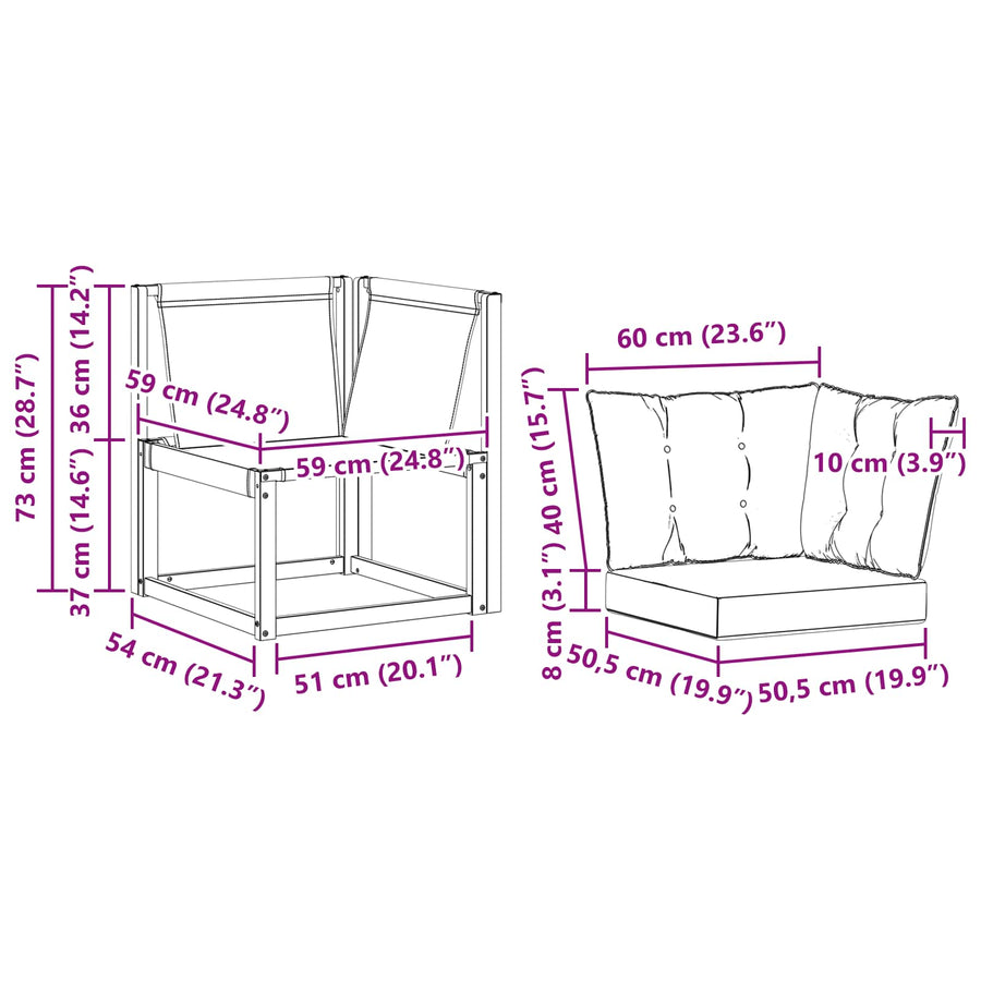 Buiten Hoek Sofa Massief acaciahout en Textilene Stof Wit