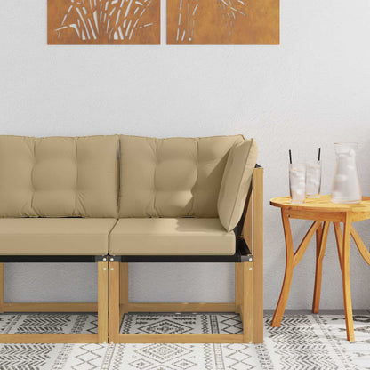 Buiten Hoek Sofa Massief acaciahout en Textilene Stof Wit