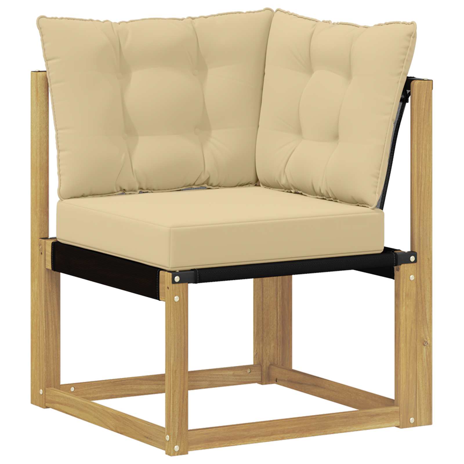 Buiten Hoek Sofa Massief acaciahout en Textilene Stof Wit