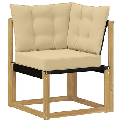 Buiten Hoek Sofa Massief acaciahout en Textilene Stof Wit