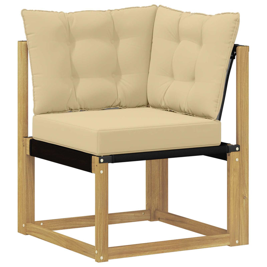 Buiten Hoek Sofa Massief acaciahout en Textilene Stof Wit