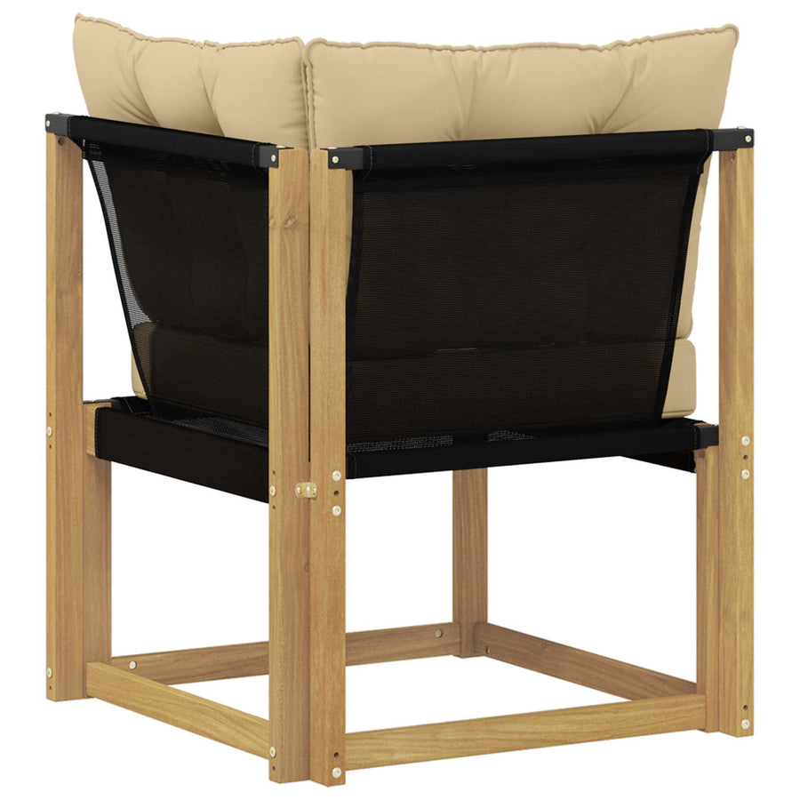 Buiten Hoek Sofa Massief acaciahout en Textilene Stof Wit