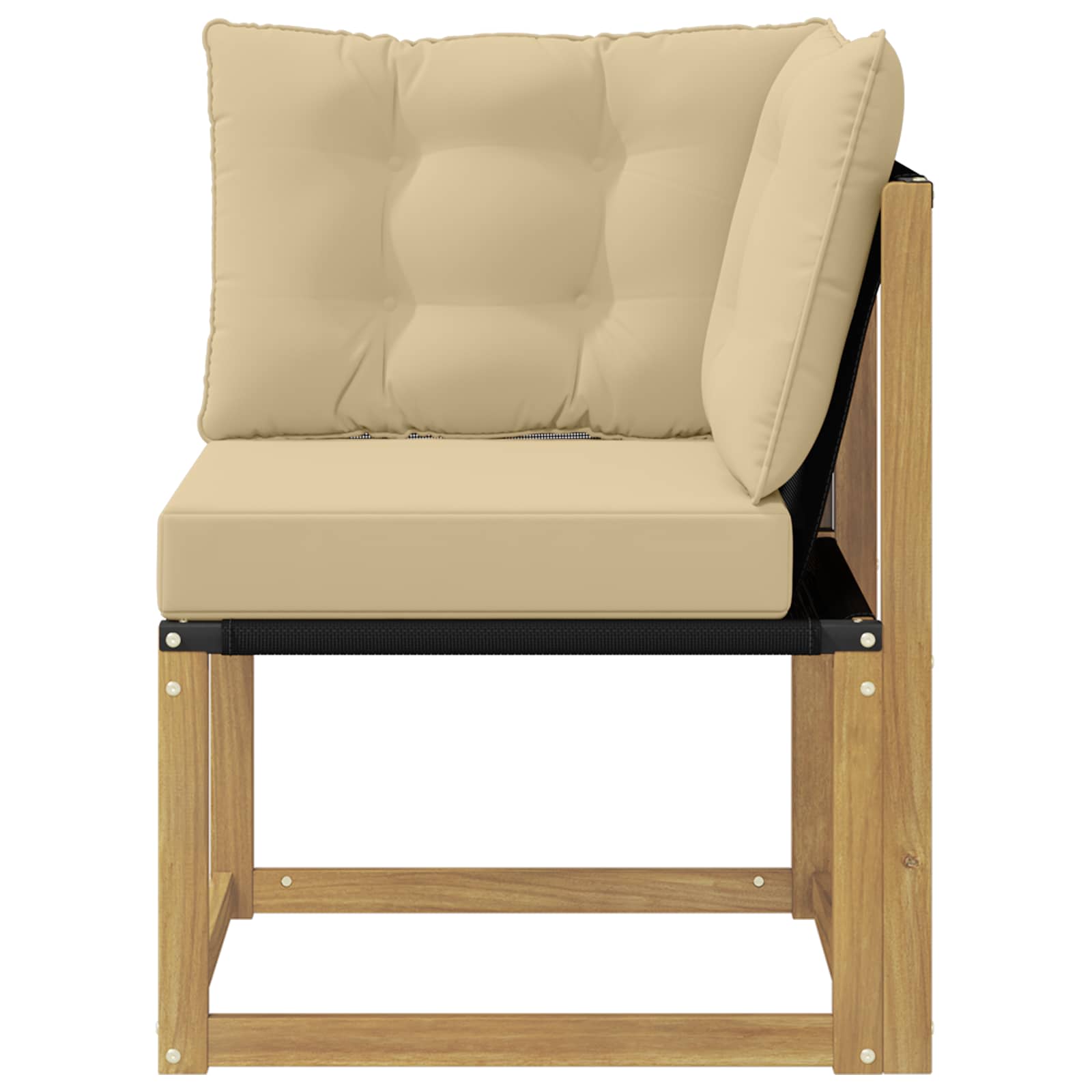 Buiten Hoek Sofa Massief acaciahout en Textilene Stof Wit