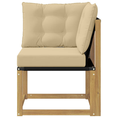 Buiten Hoek Sofa Massief acaciahout en Textilene Stof Wit