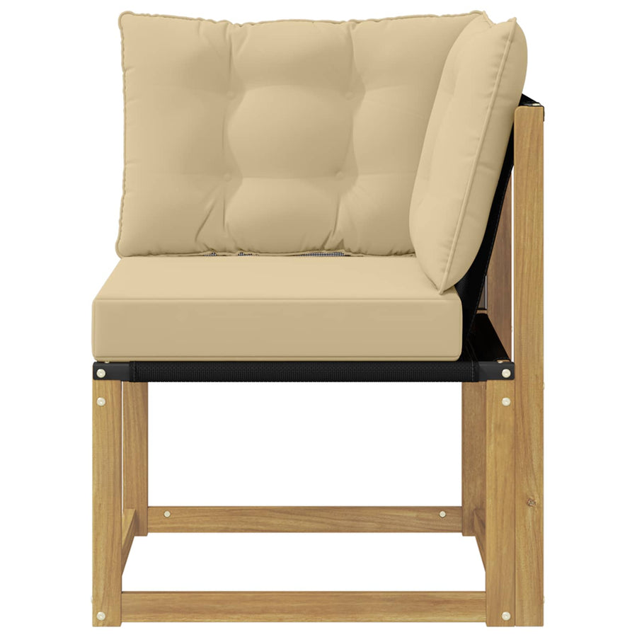Buiten Hoek Sofa Massief acaciahout en Textilene Stof Wit
