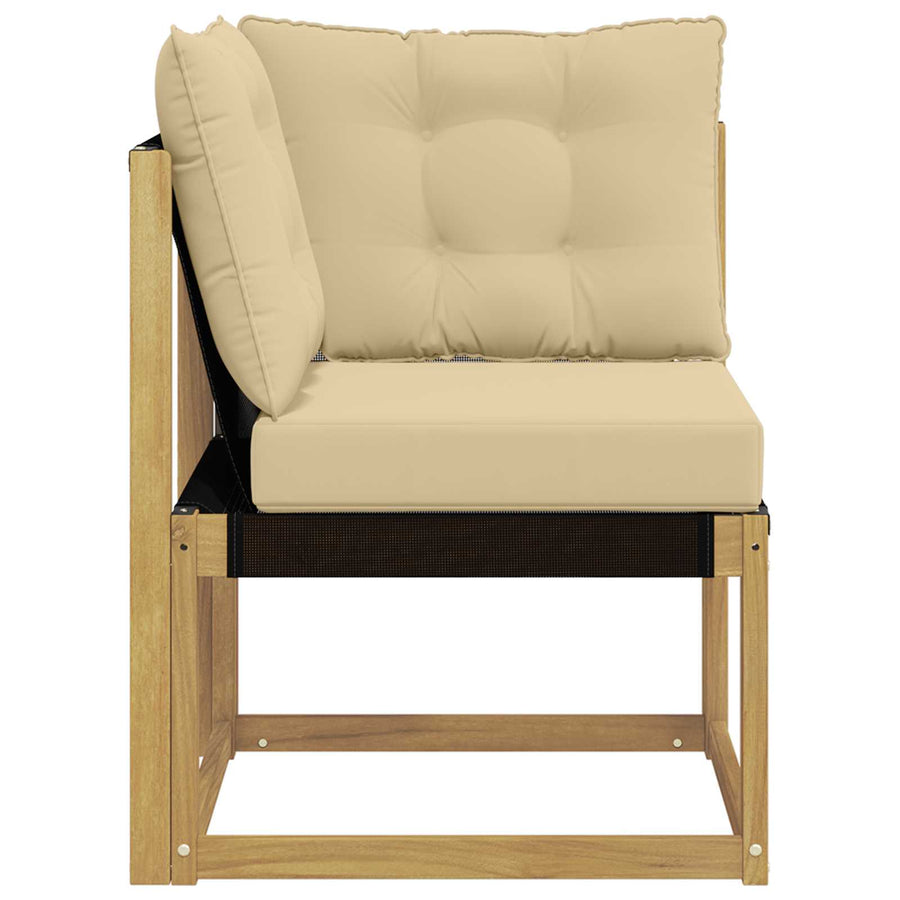 Buiten Hoek Sofa Massief acaciahout en Textilene Stof Wit