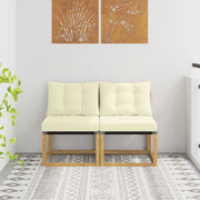 Modulaire sofa acaciahout textilene wit 2-zits