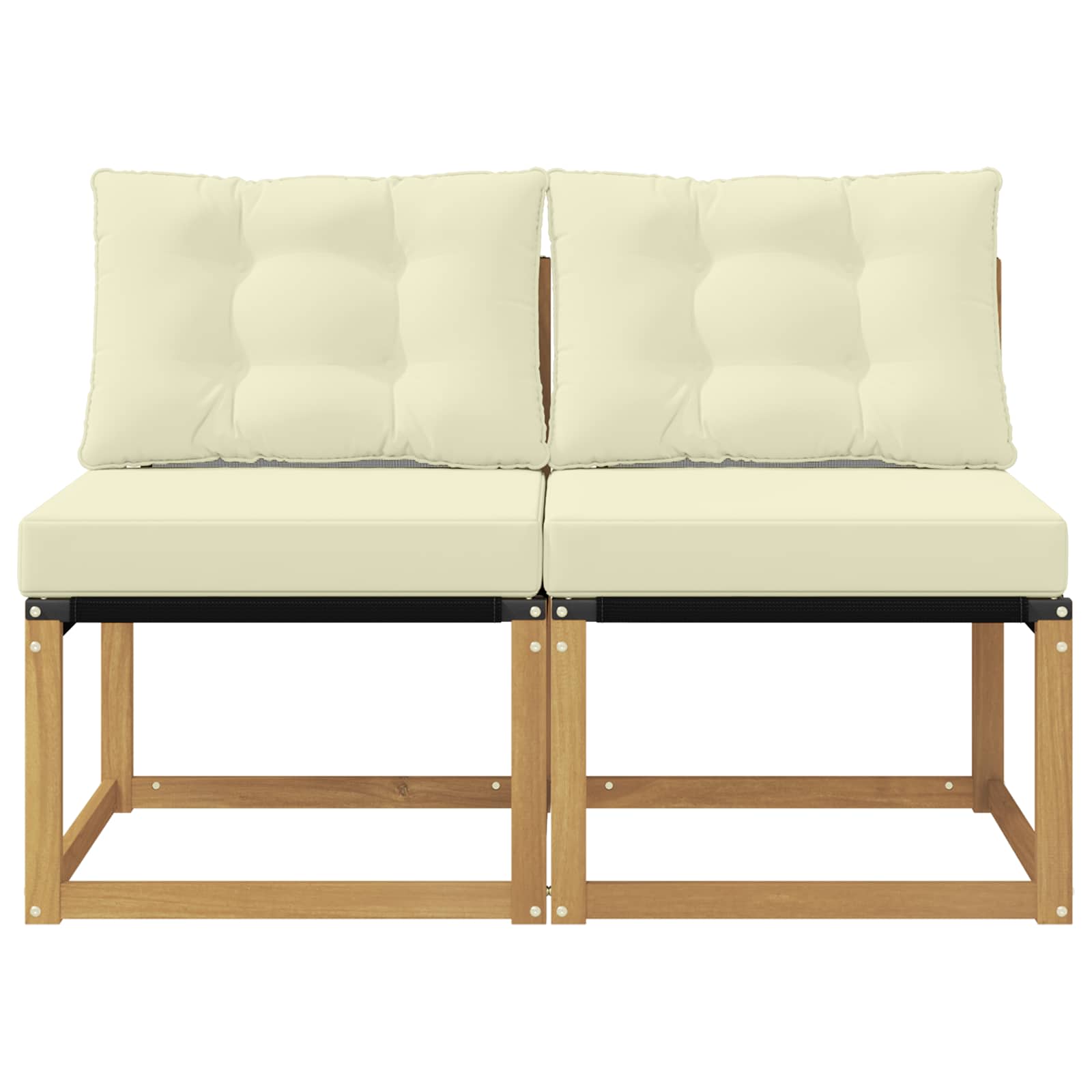 2 Stuk Buiten Midden Sofa Massief acaciahout en Textilene Stof